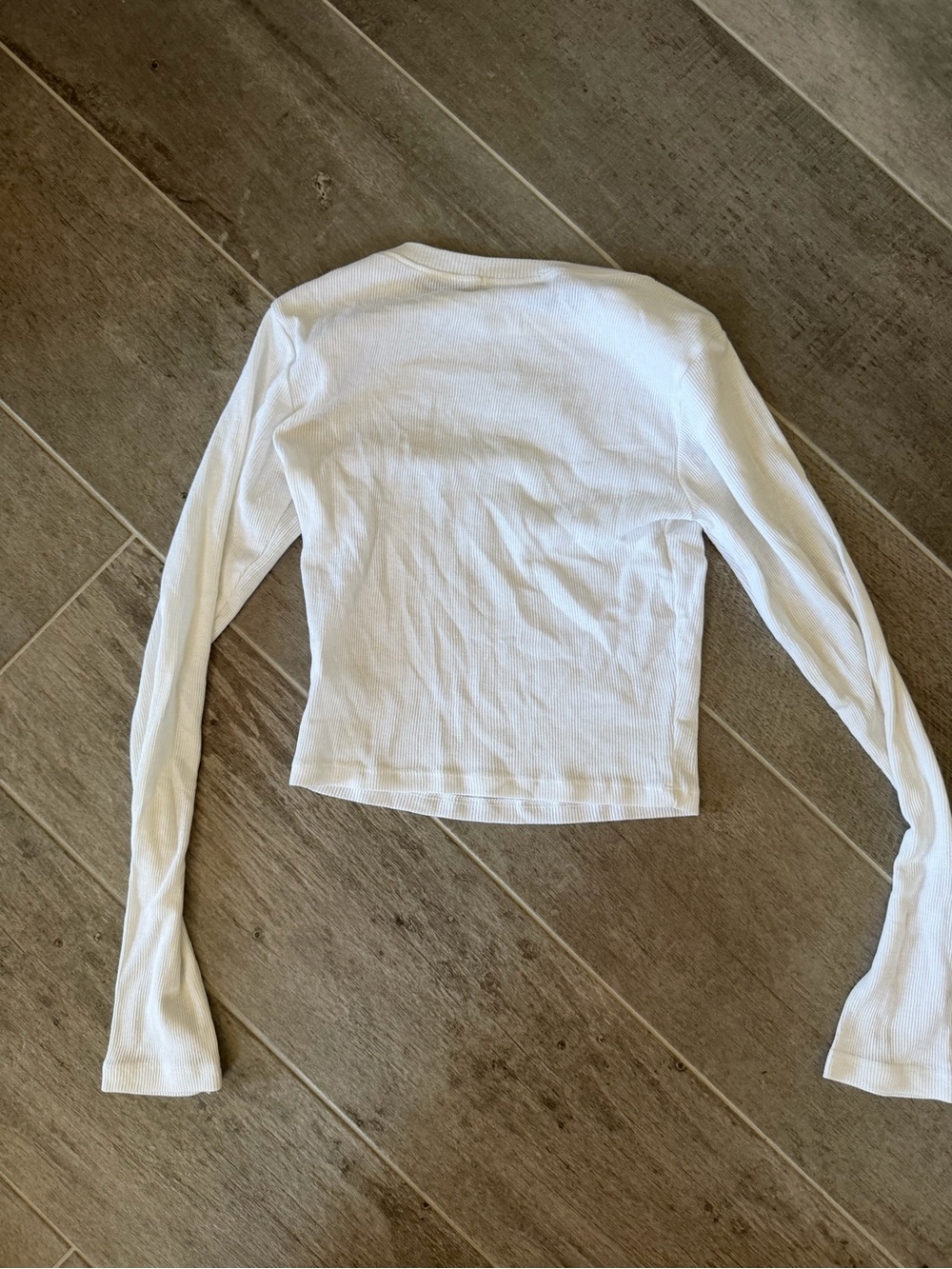 White Ribbed Long Sleeve Top - Picture 4 of 5